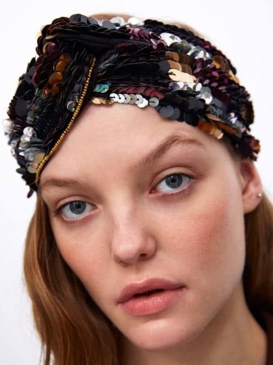 Zara Accessories - Zara Accessories Size S-M Sequins Knotted Stretch Headband Turban